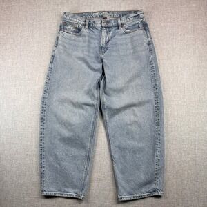 American Eagle Barrel Jeans Women 6 (34x27) Regular Light Wash Relaxed 90s